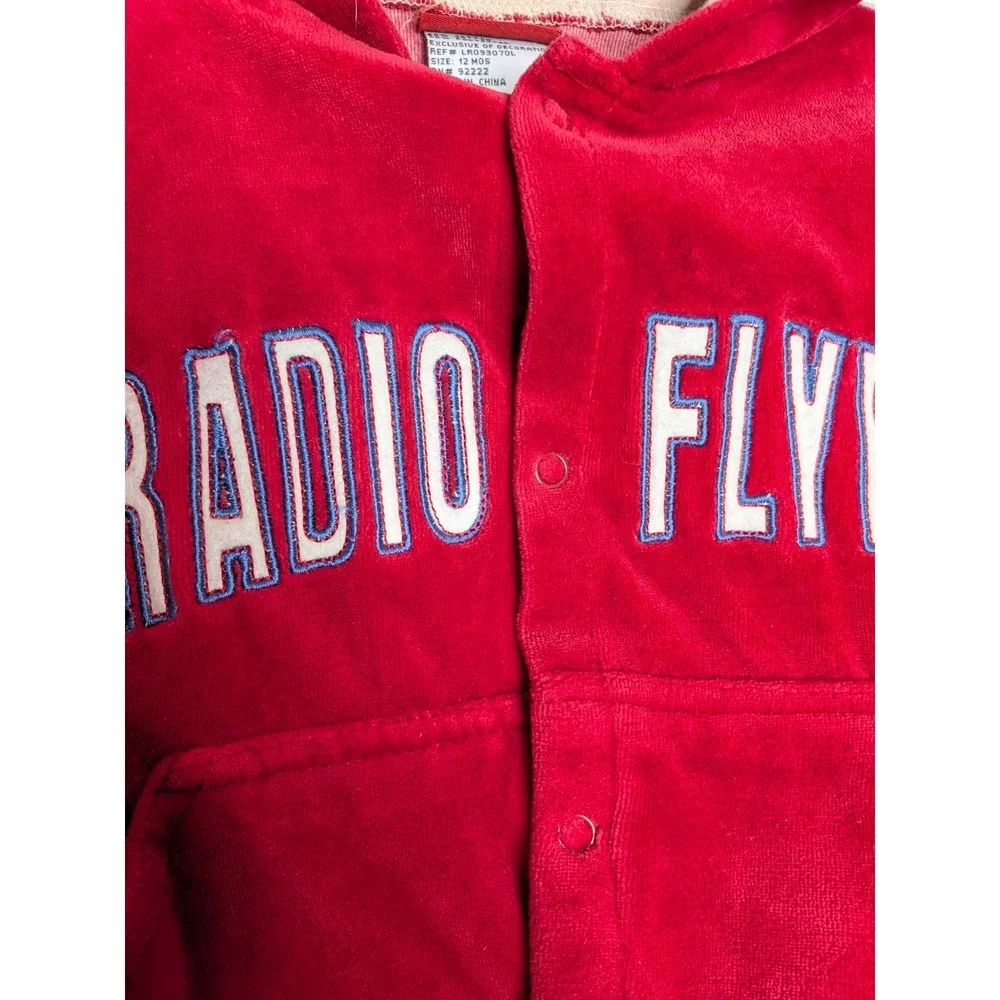 Radio Flyer Kids Red Velour Tracksuit Hooded‎ Jacket Joggers Set 12 Months
